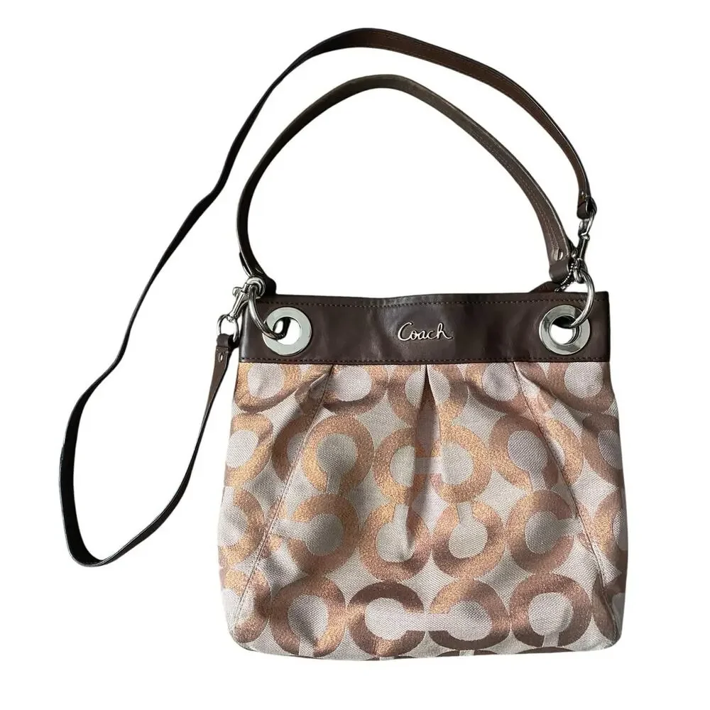 Coach Ashley Op Art Hippie Signature C Crossbody Shoulder Bag Pink Brown Y2K - Picture 2 of 11